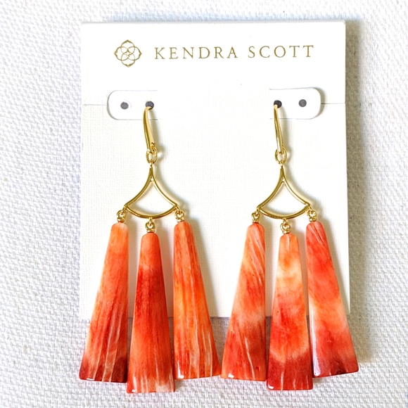 Kendra Scott Jewelry - Kendra Scott Red Oyster Shell Layton Statement Earrings